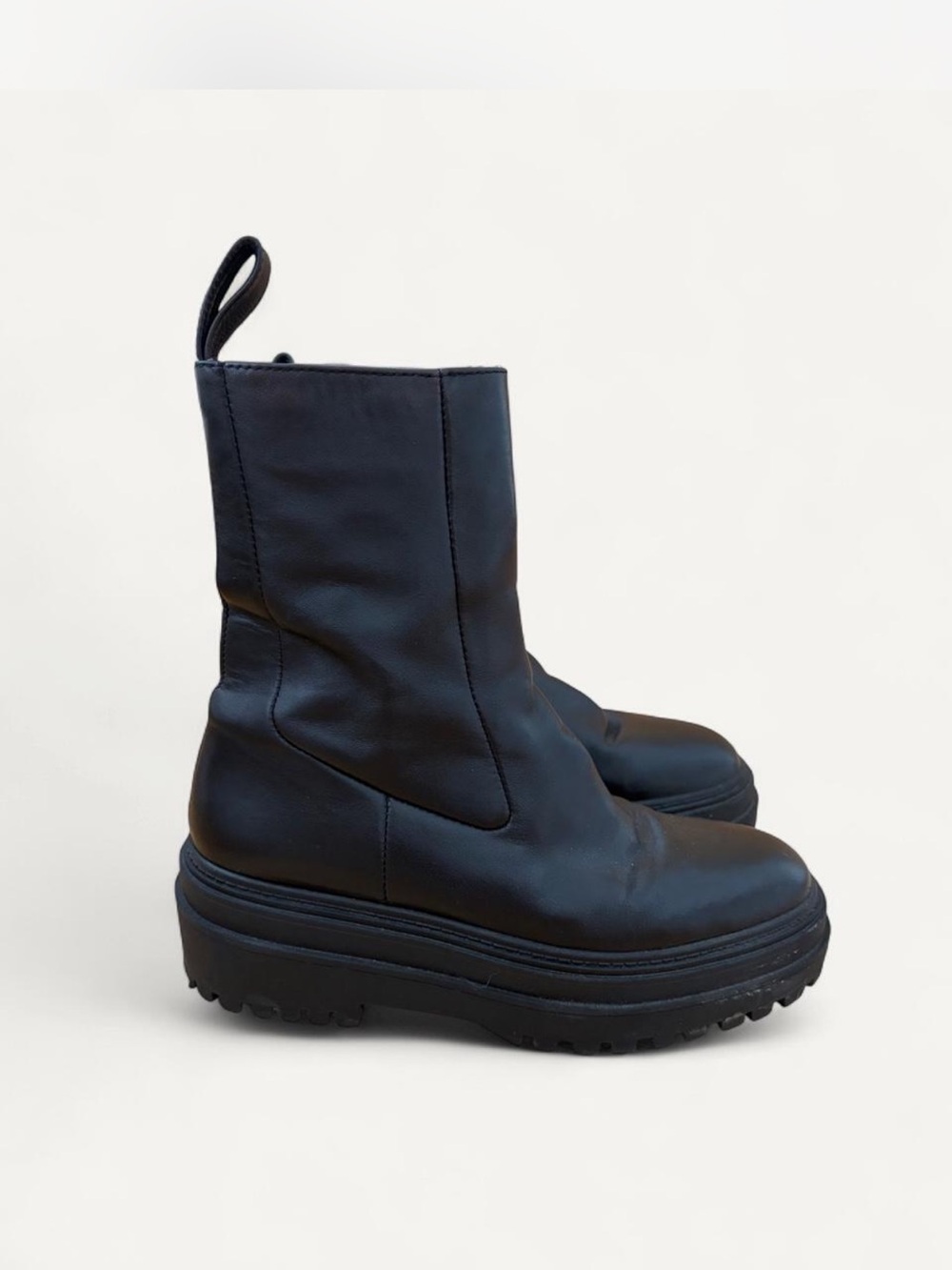 Zara Black Lace-Up Platform Boots